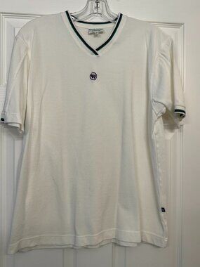 Official WIMBLEDON tennis v-neck t-shirt - white - Men's L